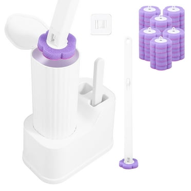 Grusce Toilet Brush Cleaning Kit, Ergonomic 2 in 1 Toilet Bowl Brush and Holder Set, with 36 Refills 360° Deep Cleaning for Home Bathroom