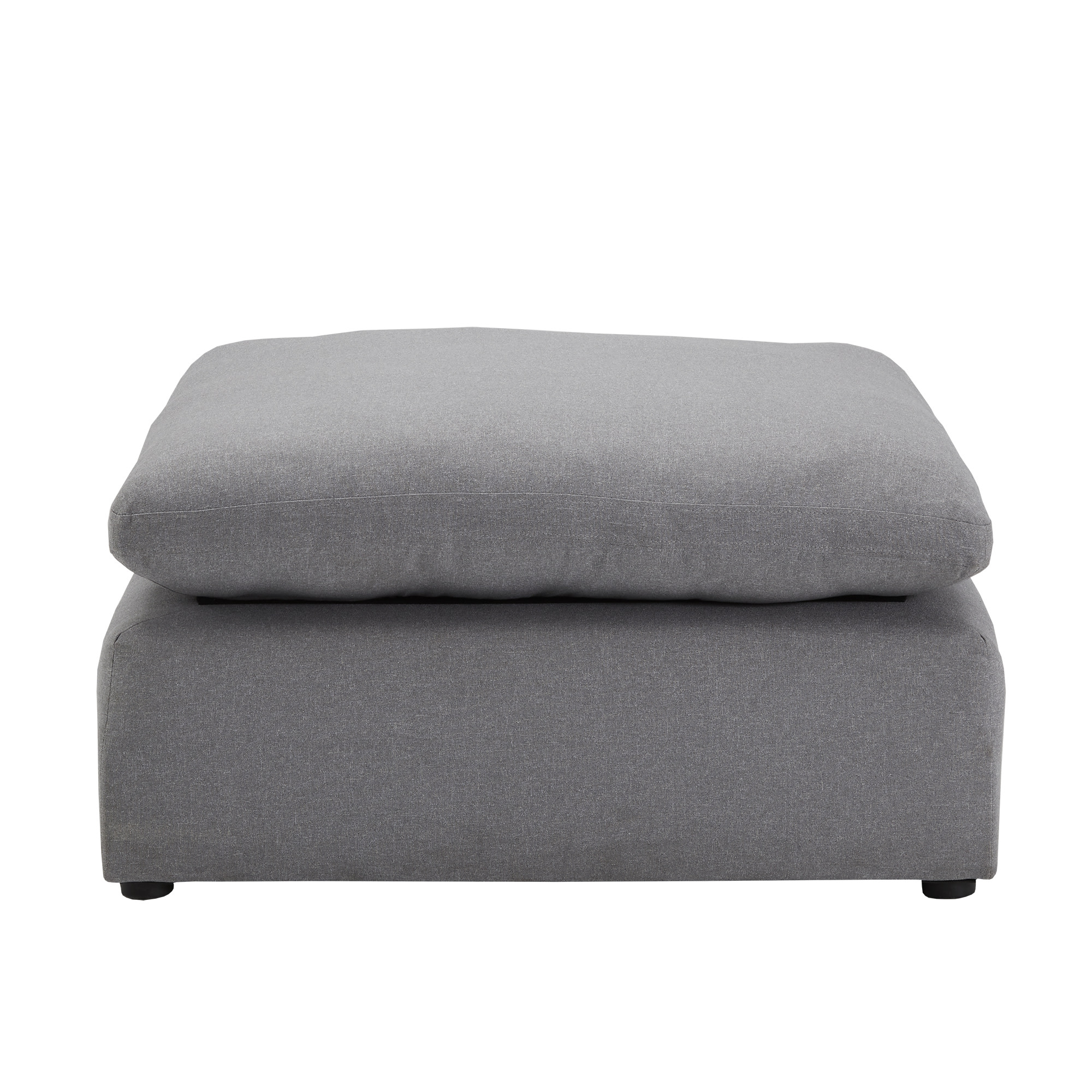 Weston Home Monico Grey Linen Weave Down Blend Ottoman, Ottoman Only
