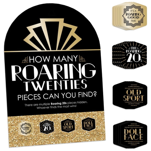 Big Dot of Happiness Roaring 20s - 1920s Art Deco Jazz Party Scavenger Hunt - 1 Stand and 48 Game Pieces - Hide and Find Game
