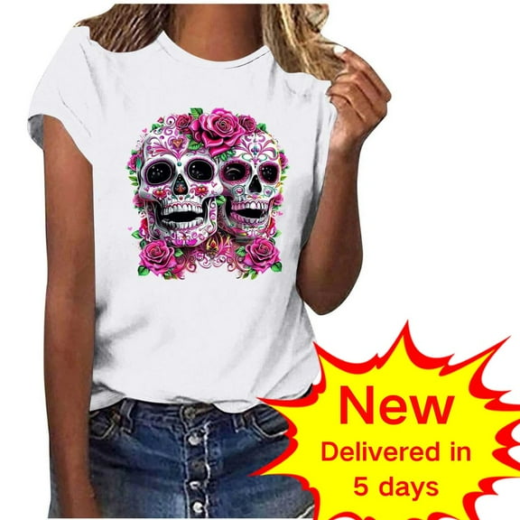 LiMoi Womens Gifts Under 5 Dollars Women Short Sleeve Shirts Shirts for Women Vintage Printed Tops for Women Summer Shirts New Arrivals