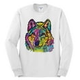 thumbnail image 3 of Colorful Majestic Neon Atric Wolf | Dean Russo Art Animal Lover Mens Long Sleeve Shirt, White, 3XL, 3 of 5