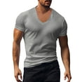 thumbnail image 1 of BOBOGOJP Shirts T - Graphiques à Rayures pour Hommes Manches Courtes Col Rond (Gris,3TG), 1 of 5