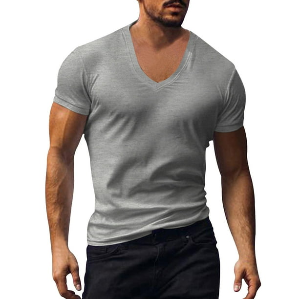 Camisa de algodón informal de color liso y manga corta para hombre - Material cómodo, para uso diario/fiestas, M-XXXL