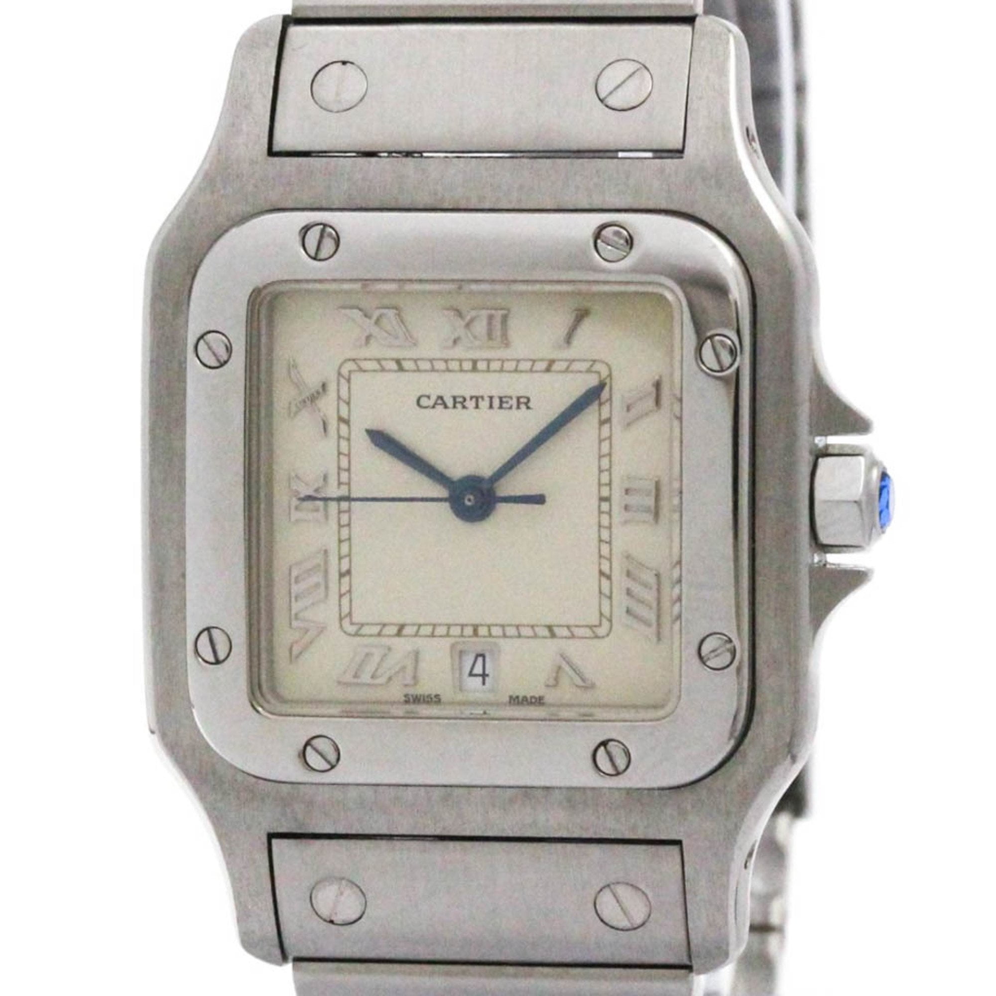 Pre-Owned CARTIER Santos Galbee Steel Quartz Mens Watch W20025D6 Polished (Good)