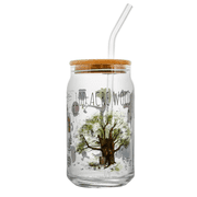Winnie the Pooh Glass Tumbler with Bamboo Lid and Glass Straw, 16 fl oz