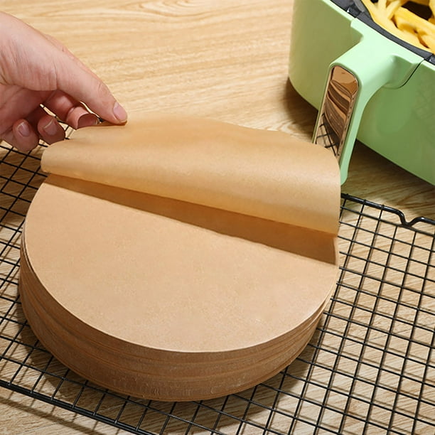 Fiudx Papel Antiadherente para Freidora de Aire, 100 Unidades, Ecológico, con Revestimiento de Cera, Resistente Al Calor Hasta 230 °C, Ideal para Freidoras, Vaporeras y Moldes para Pasteles, Fácil de