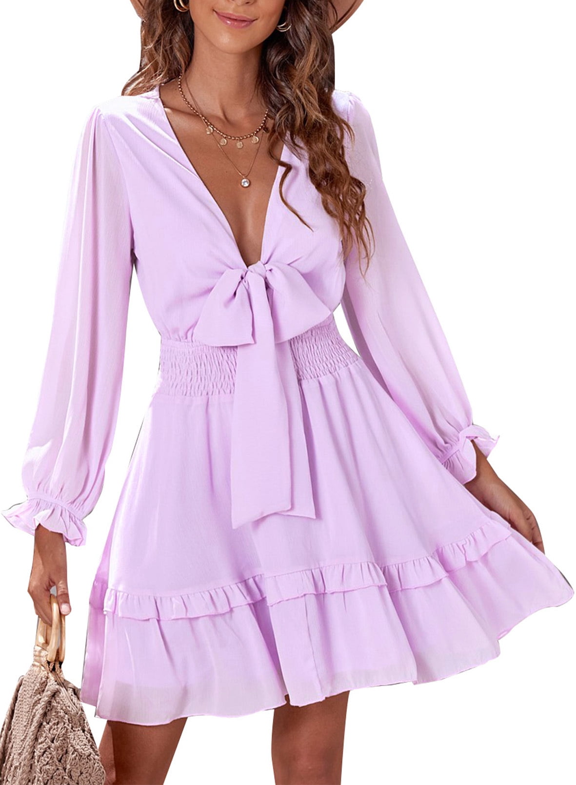 light purple long sleeve dress