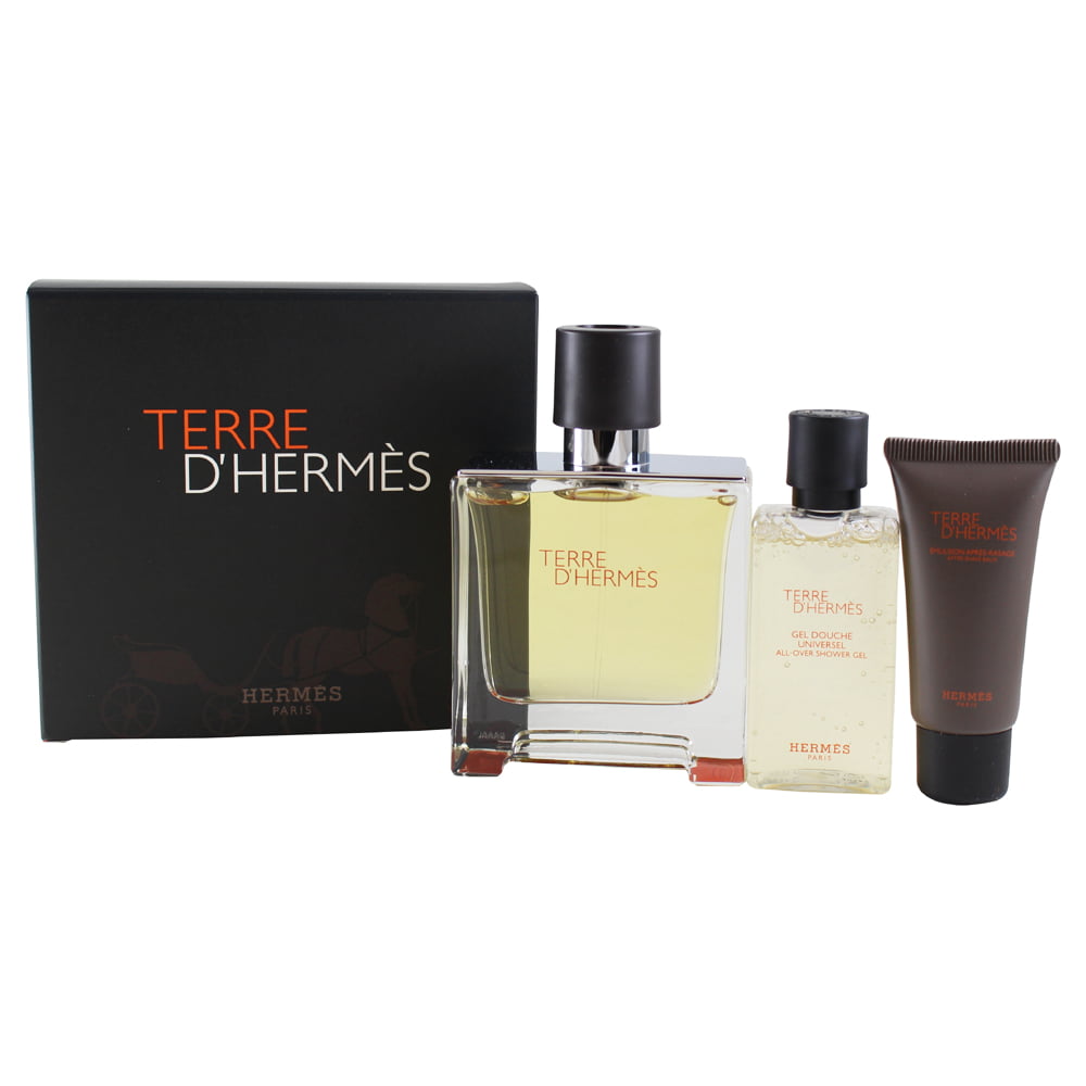 Hermes - Terre D' Hermes 3 Pc. Gift Set ( Perfume Spray 2.5 Oz + All ...