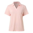 thumbnail image 3 of Women's V Neck Short Sleeve Tennis Tops - Lightweight Breathable Fabric, Zip Pocket, Loose Fit, Sun Protection, 3 of 8