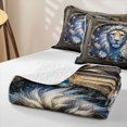 thumbnail image 4 of Manfei Woodland Lion Twin Quilt Set, Vintage Boho Western Twin Coverlet Set, Blue Brown, Polkadot Reversible, 2-Piece, 1 Bedspread and 1 Pillowcase, 4 of 7