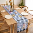 thumbnail image 3 of Bunny Gnomes Easter Table Runner - 48 Inch Long, Kitchen Dining Table Runner Dresser Scarves, Eggs Blue Checkered Farmhouse Farmhouse Decor for Coffee Tables Wedding Party Banquet, 3 of 8
