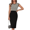thumbnail image 1 of Vestido de cóctel GRACE KARIN Elegante sin mangas con funda negra a cuadros, 1 of 6
