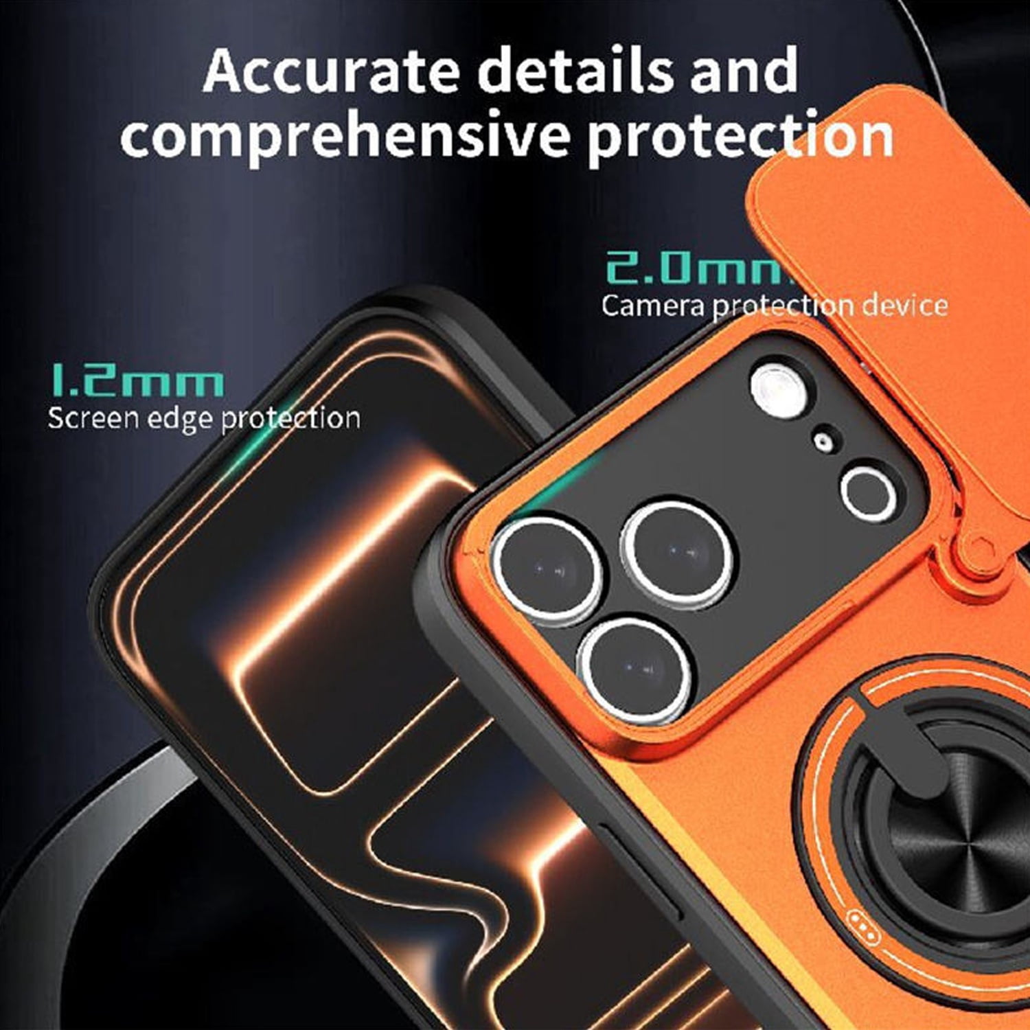 Shockproof Mag Safe Slide Lens Case with Ring Holder for iPhone 17 Pro Max