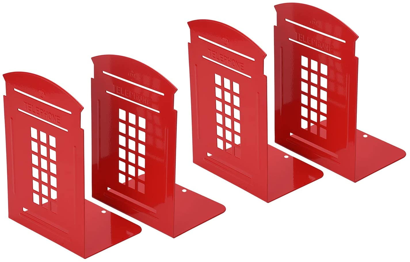 Non Skid Sturdy Telephone Booth Decorative Gift for Bookshelf Office School Library Non-Slip Bookends Heavy Metal