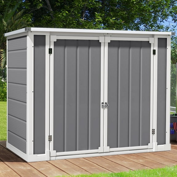 Dextrus 35 Cu ft Resin Storage Shed Without Shelf, 2.5’Dx4.7’Wx3.6’H All Weather Furniture for Patio