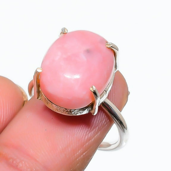 Pink Opal Gemstone 925 Sterling Silver Jewelry Ring Size Adjustable