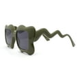 thumbnail image 3 of Bubbly Hazy Cloud Shape Rectangle Funky Runway Sunglasses Green - Black, 3 of 4