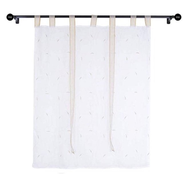 1 pieza de cortinas bordadas con hojas de sombra, cortina de gasa con pestaña superior para ventana, cortina de animales para cocina, sala de estar, dormitorio, 100cm x 140cm