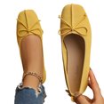 thumbnail image 4 of Abomasnow Womens Flock Bow Decor Square Toe Slip‑On Ballet Flat Shoes Casual Lightweight Going Out Shoes, 4 of 9