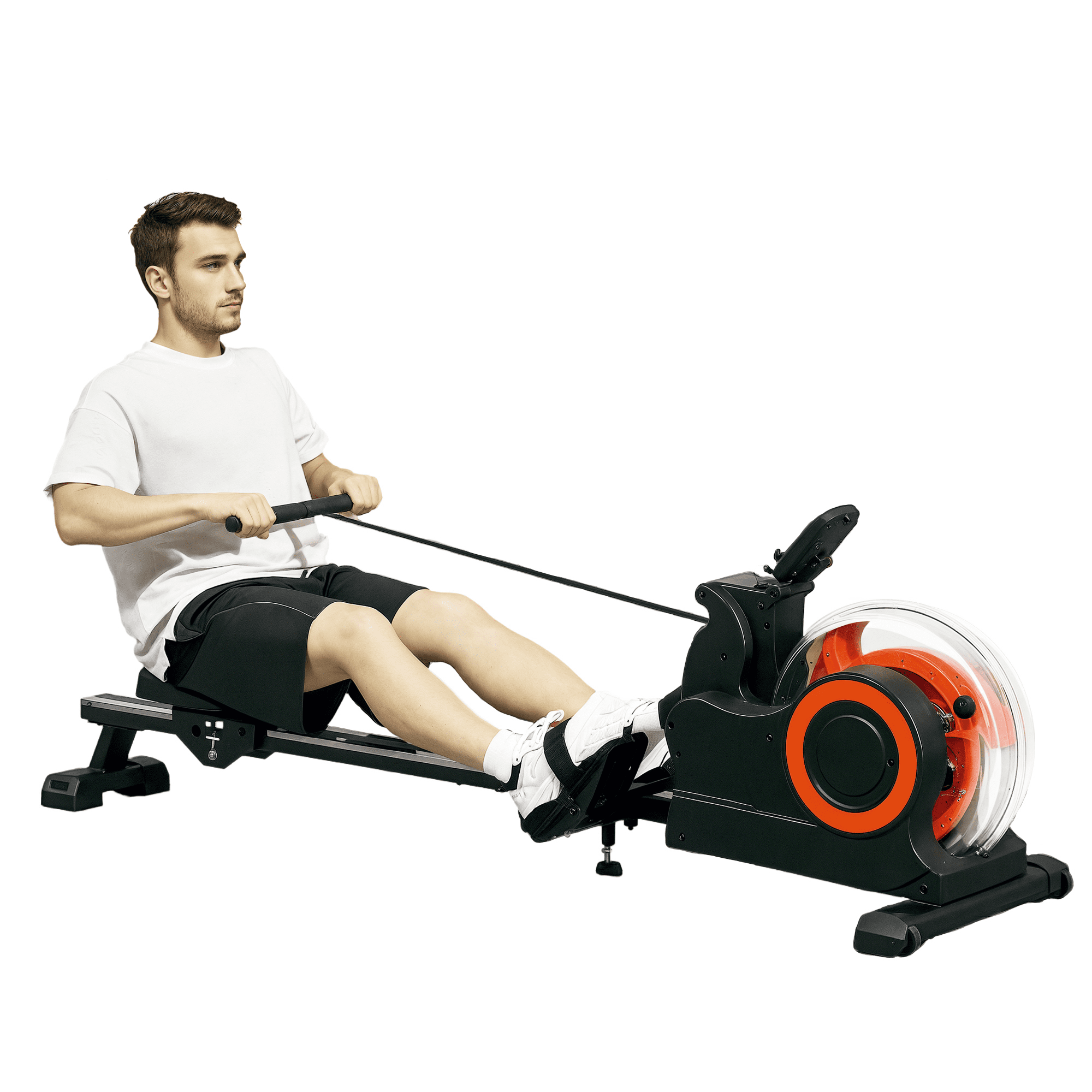 Soozier Foldable Rowing Machine, Water Row Machine with Wheels and LCD Monitor for Home Cardio Training, Red