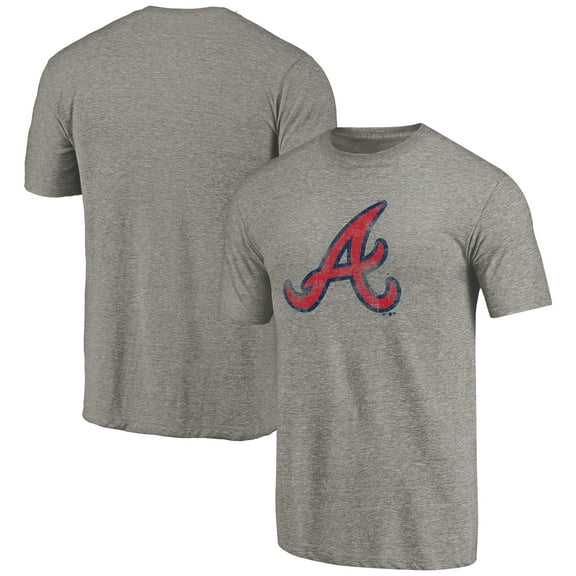 Men's Ash Atlanta Braves Distressed Team 2 Tri-Blend T-Shirt