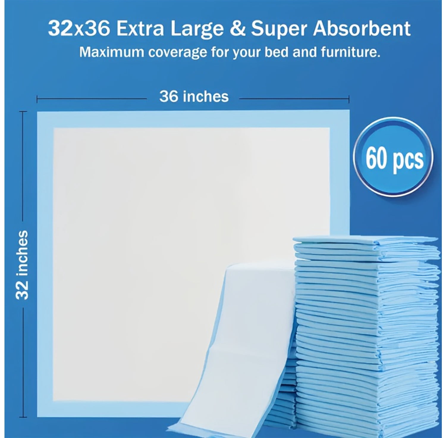 32"x36" Extra Large Adult Diaper Pad - Disposable Bed Pads Thicken Incontinence Pads Heavy Absorbency Underpads Waterproof 6-Layer Protection As Bed Protectors And Pee Pads for Urinary Incontinence