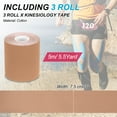 thumbnail image 2 of Cinta de Kinesiología Uxcell, Cintas Adhesivas de Algodón para Soporte Muscular Deportivo, Cinta Elástica Impermeable para Rodilla, Tobillo, Muñeca y Hombro, Marrón, 2 of 7