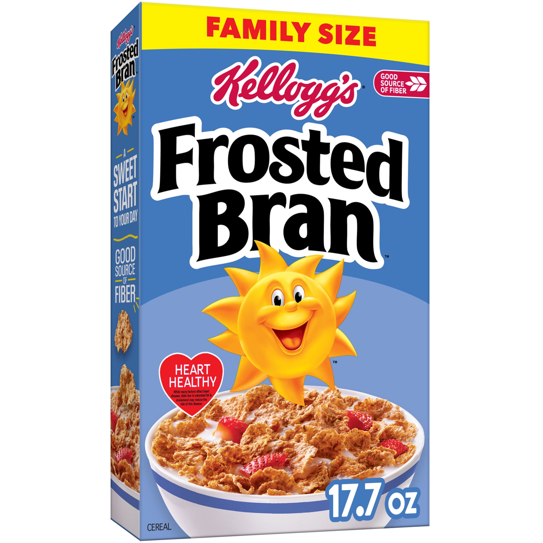(3 pack) Kellogg's Frosted Bran Flakes Original Breakfast Cereal, Good Source of Fiber, Family Size, 17.7  oz