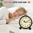 thumbnail image 4 of Battery Alarm Clock,Vintage Retro Alarm Clock with Night Light ,Super Silent, Non Ticking Analog Small Table Clock for Bedroom ,Bedside, Desk,Shelf - style:style1, 4 of 6