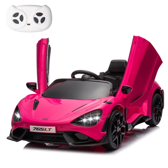 Licensed McLaren765LT Electric Ride on Cars for Kids, 12V Powered Ride on Toys with Parent Remote Control, Electric Car for 3-6 w/Music Player/LED Lights/Safety Belt, Pink