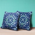 thumbnail image 3 of Paisley Leaf Geo Duo Indoor/Outdoor Pillow with Removable Cover in Midnight Blue Green White26x26, 3 of 4