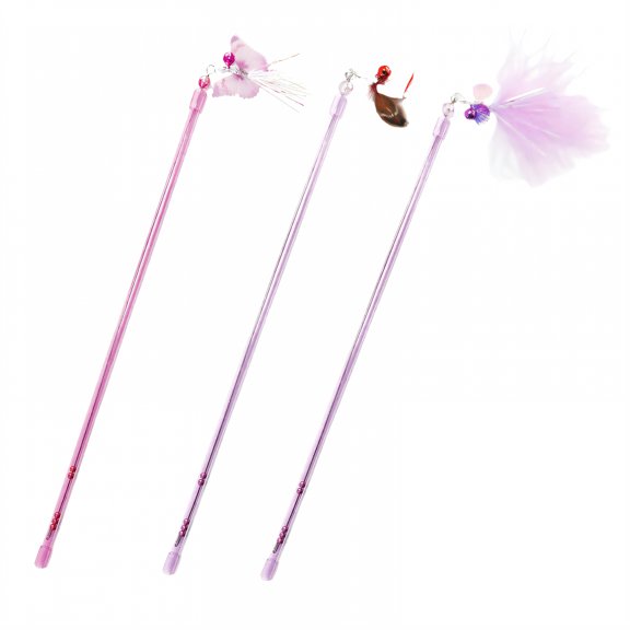 BESTSKY 3Pcs Kitten Toys,Quick Handling Cat Toys Interactive,Responsive Cat Interaction Cat Wands for Indoor Cats,Style1