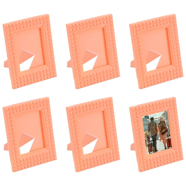 1.8 x 2.4 Picture Frame, 6 Pcs Mini Plastic Photo Frame, Orange
