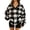 Black, variant on Women's Fleece Plaid Sweatshirt Long Sleeve V Neck Fuzzy Pullover Top