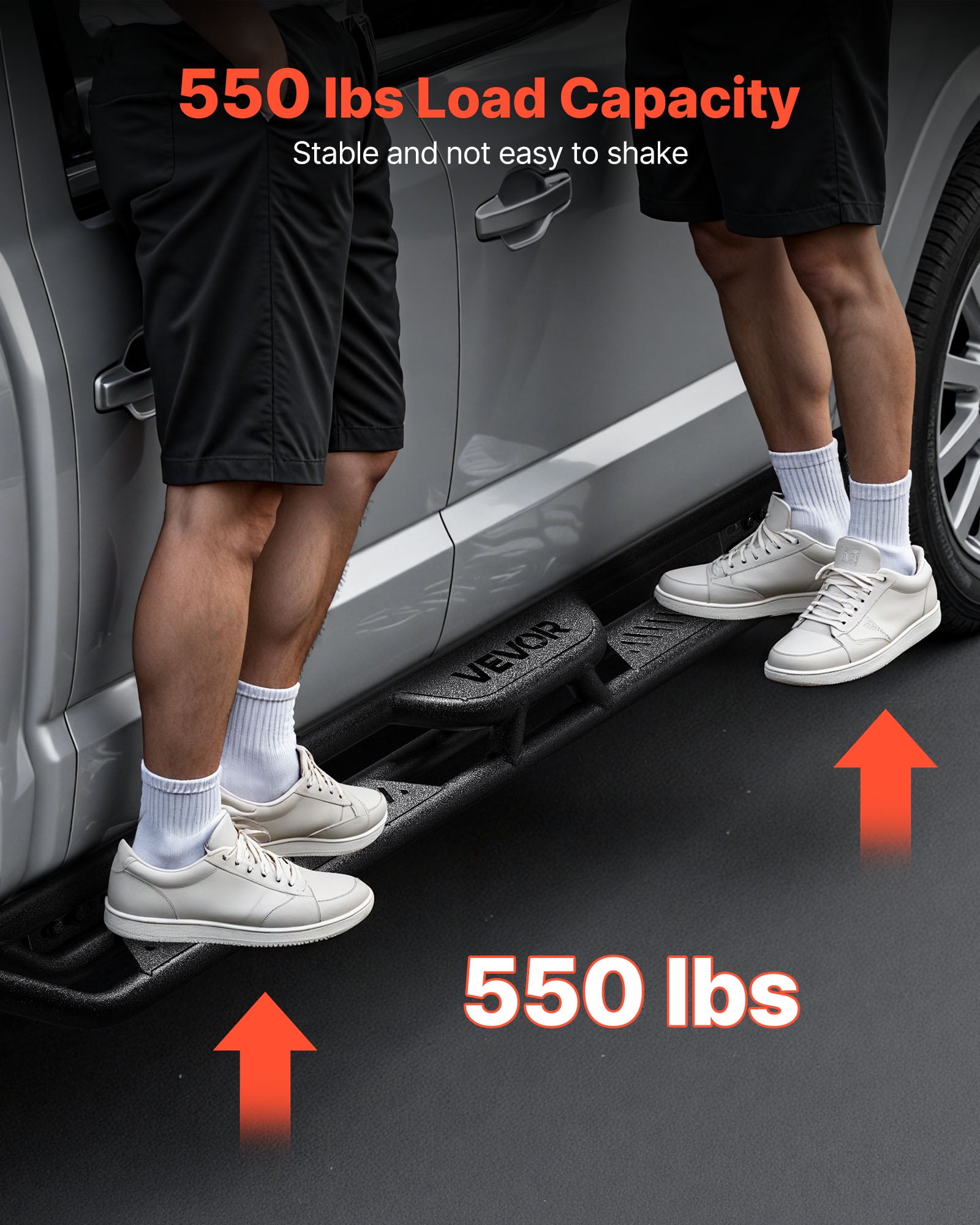 VEVOR Running Boards, 6 Inches Side Steps Compatible with 2015-2025 Ford F150 SuperCrew Cab, 2017-2025 Ford F150 SuperCrew Cab, Black Carbon Steel Nerf Bars, 550 lbs Load Capacity, Non-Slip Surface