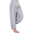 thumbnail image 4 of Women's Super Soft Yoga Pilates Pants Slacks Bloomers Wide Leg Long Loose Baggy Casual Trousers Activewear Relaxed Fit Pants, M-2XL, Black/Gray/Dark Grey, 4 of 6