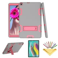 Galaxy Tab A 10.1 2019 Case with Screen Protector, Dteck Three Layer Protection Shockproof Heavy Duty Hybrid Kickstand Case Cover For Samsung Galaxy Tab A 10.1" SM-T510 T515 2019 Released,Gray/Rose