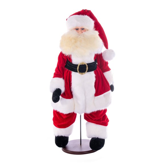 Vickerman 28" Red Traditional Velvet Light Complexion Santa Doll with Stand. This Santa has glasses, stand is removeable.