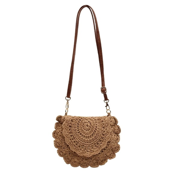 Women Crochet Shoulder Bag Handmade Woven Beach Crossbody Handbag Satchel Purse