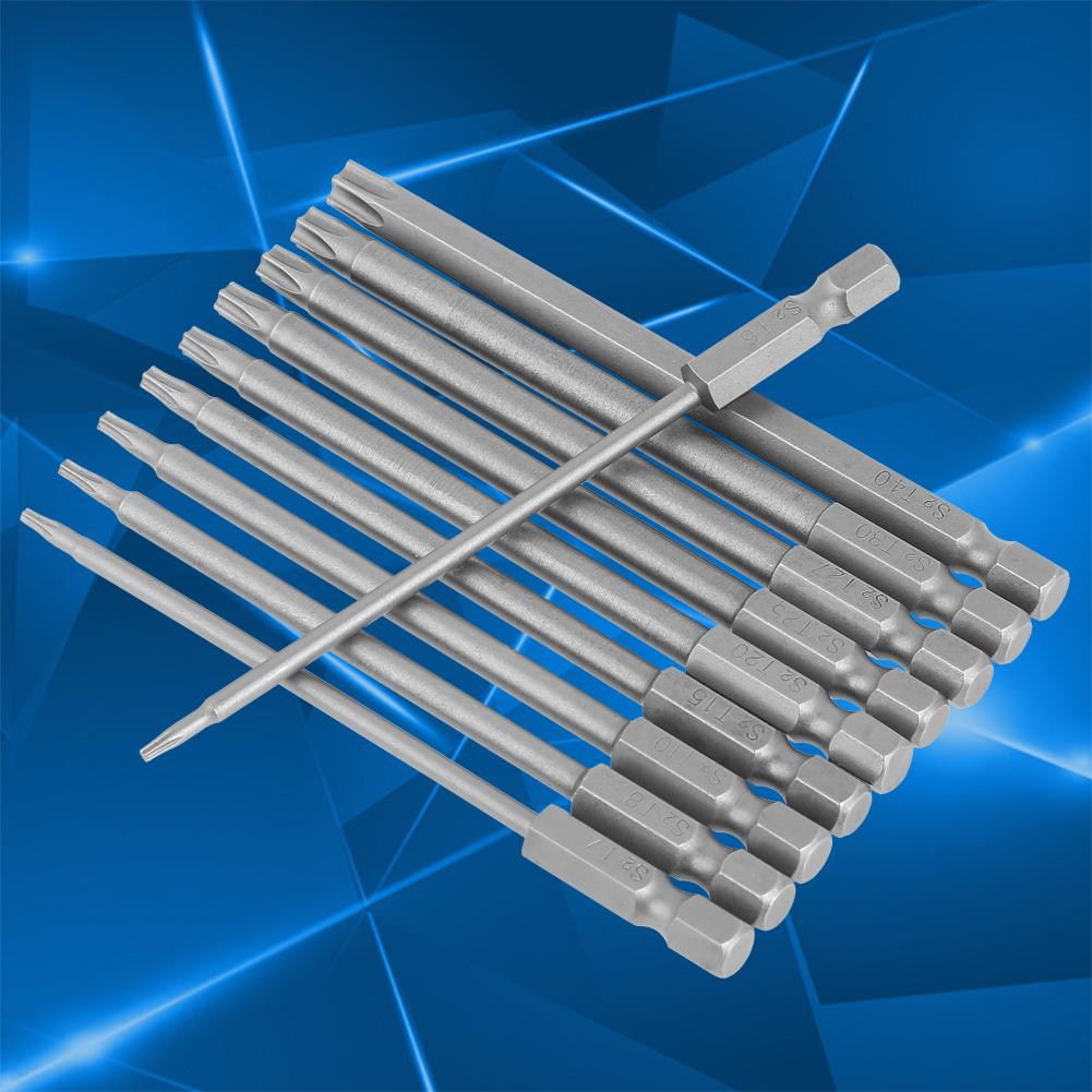 Ccdes 10pcs 100mm 1/4 Inch Hex Shank S2 Steel Star Head Drill