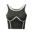 thumbnail image 5 of Siilsaa Women Sweetheart Neckline Longline Sports Bra Padded Basic Workout Crop Tank Top Grey,One Size, 5 of 5