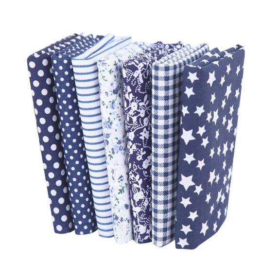 LKWLPD Cotton Quilting Fabric, Fat Quarter Fabric Bundles Printed Patchwork Squares Polka Dot Wave Striped Gingham Fabric for Sewing DIY Crafts black-a One Size blue