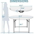 thumbnail image 3 of Round Folding Table 48 inch, Bifold Round Table, Plastic Dining Table, Event Commercial Table for Wedding, Party, Garden, Patio, 3 of 9