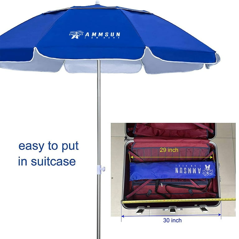 Foldable beach store umbrella for suitcase