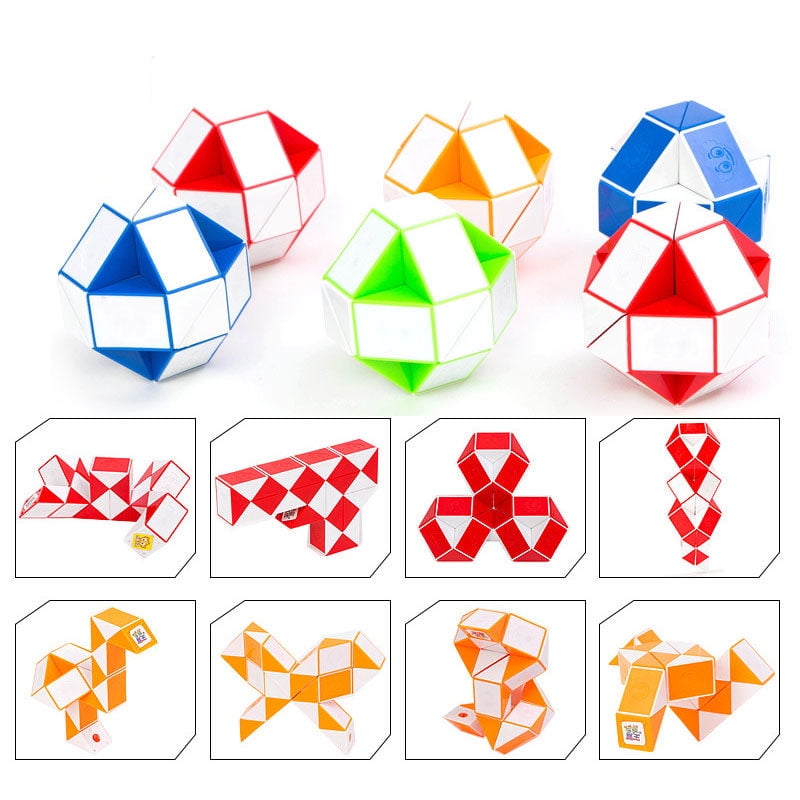 Mipartebo Magic Snake Cube Puzzle Brain Teaser Twisty Toys 72 Wedges Red