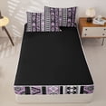 thumbnail image 4 of Homewish Boho Geometric Rhombus Zipper Twin Comforter Sets with Fitted Sheet and 2 Pillowcases,Purple Black Stripes Zipper Bedding Set,Purple,Black Reversible,4pcs, 4 of 8