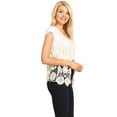 thumbnail image 3 of Casual Womens Floral Crochet Lace Trim Sleeveless Pom Fringe Open Front Vest Cardigan, 3 of 5