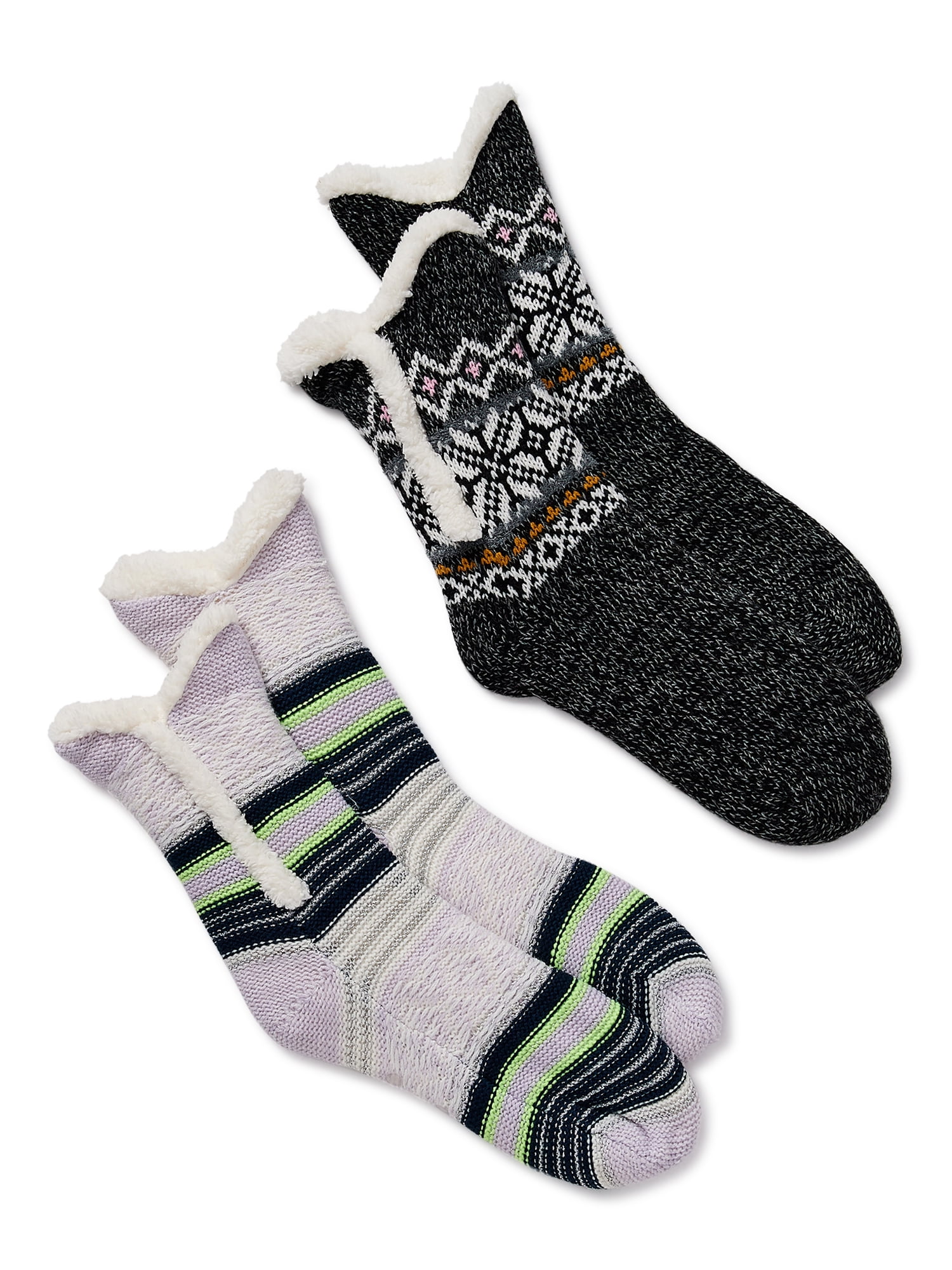 Secret Treasures Women's Colossal Cozy Slipper Socks, 2-Pack - Walmart.com
