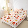 thumbnail image 3 of Erosebridal Kids Cute Capybara Red Strawberry Full Size Sheets 4-Piece,Boys Girls Kawaii Daisy Geometric Grid Bed Sheets,Super Cozy Room Decor, 3 of 5