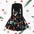 thumbnail image 1 of Vestido de Navidad Macarena Casual de Manga Larga Vintage 50S Impreso Acampanado Swing MIDI Imprimir 3 XXL, 1 of 8